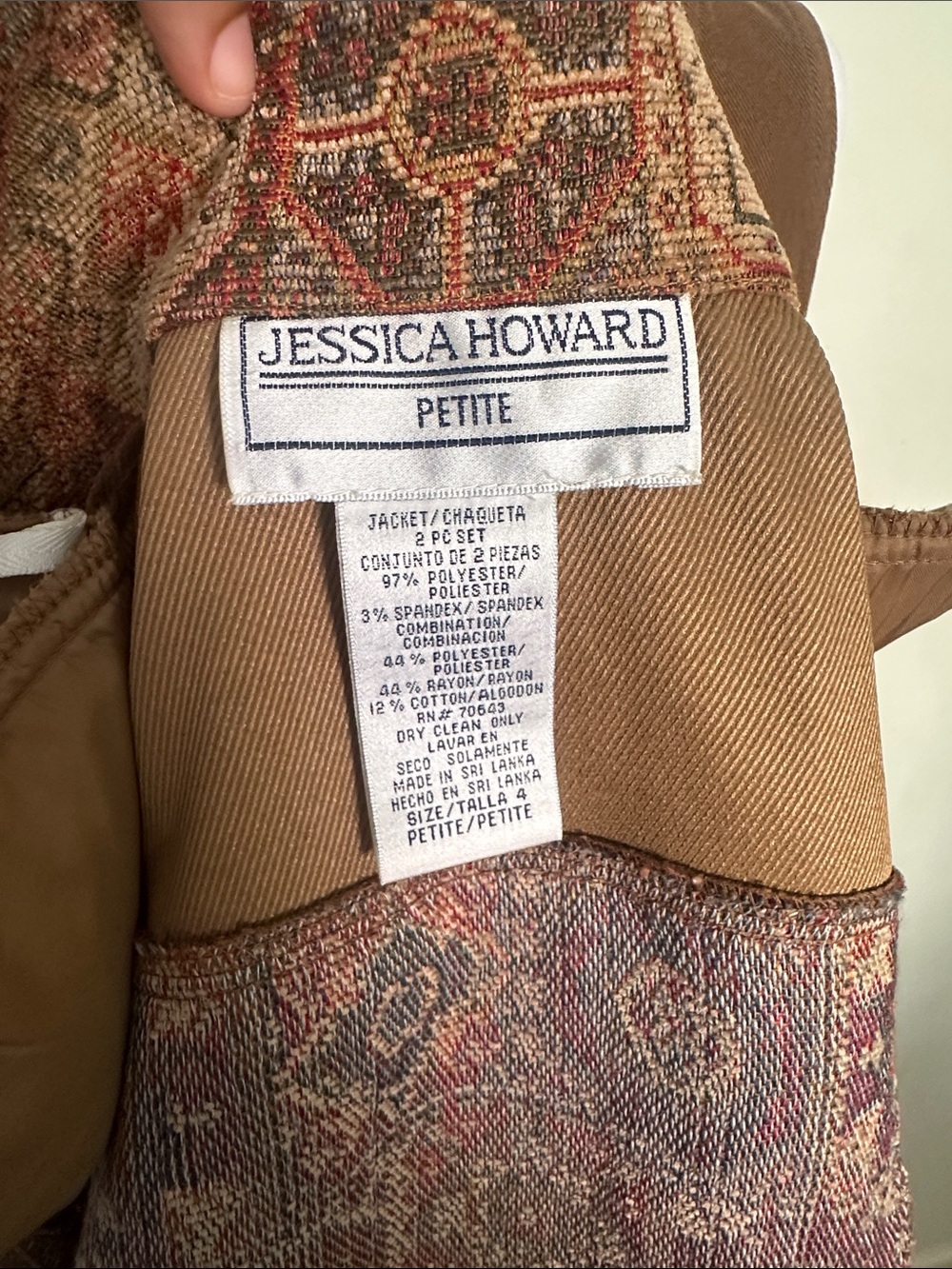 Jessica Howard vintage petite dress with Patterned Panel Jacket Sz 4P - Picture 7 of 15